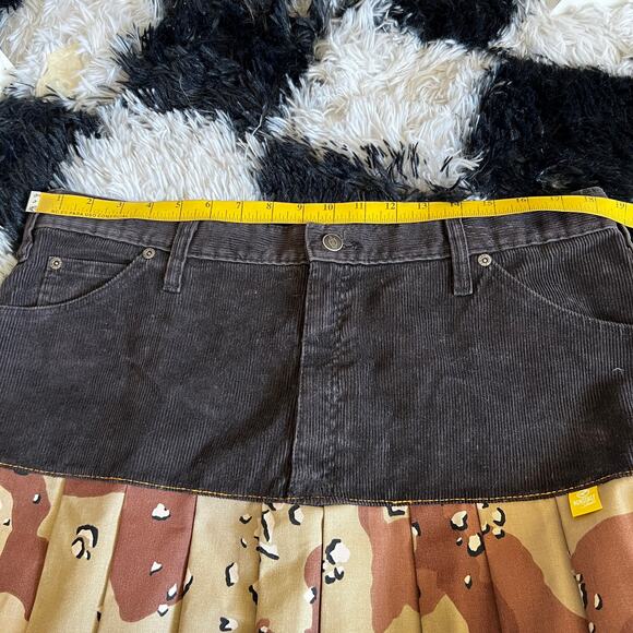 RCNSTRCT Reworked Corduroy Mini Skirt Camo Upcycled‎ Multi Tone Sz XL - Picture 4 of 5